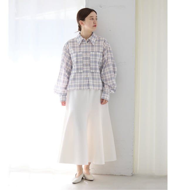 IENA「《新色/追加》シャーリングチェックショートシャツ」|シャツ・ブラウス|