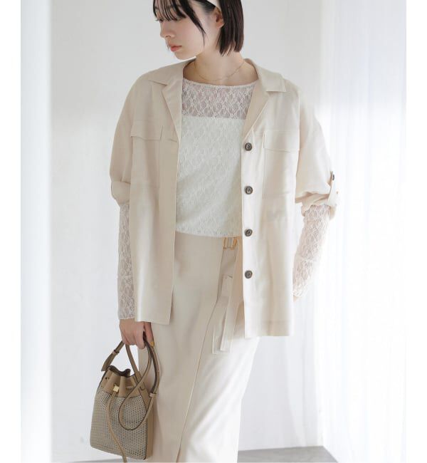  「【洗える】リネン混ワークシャツジャケット」|その他|ナチュラル