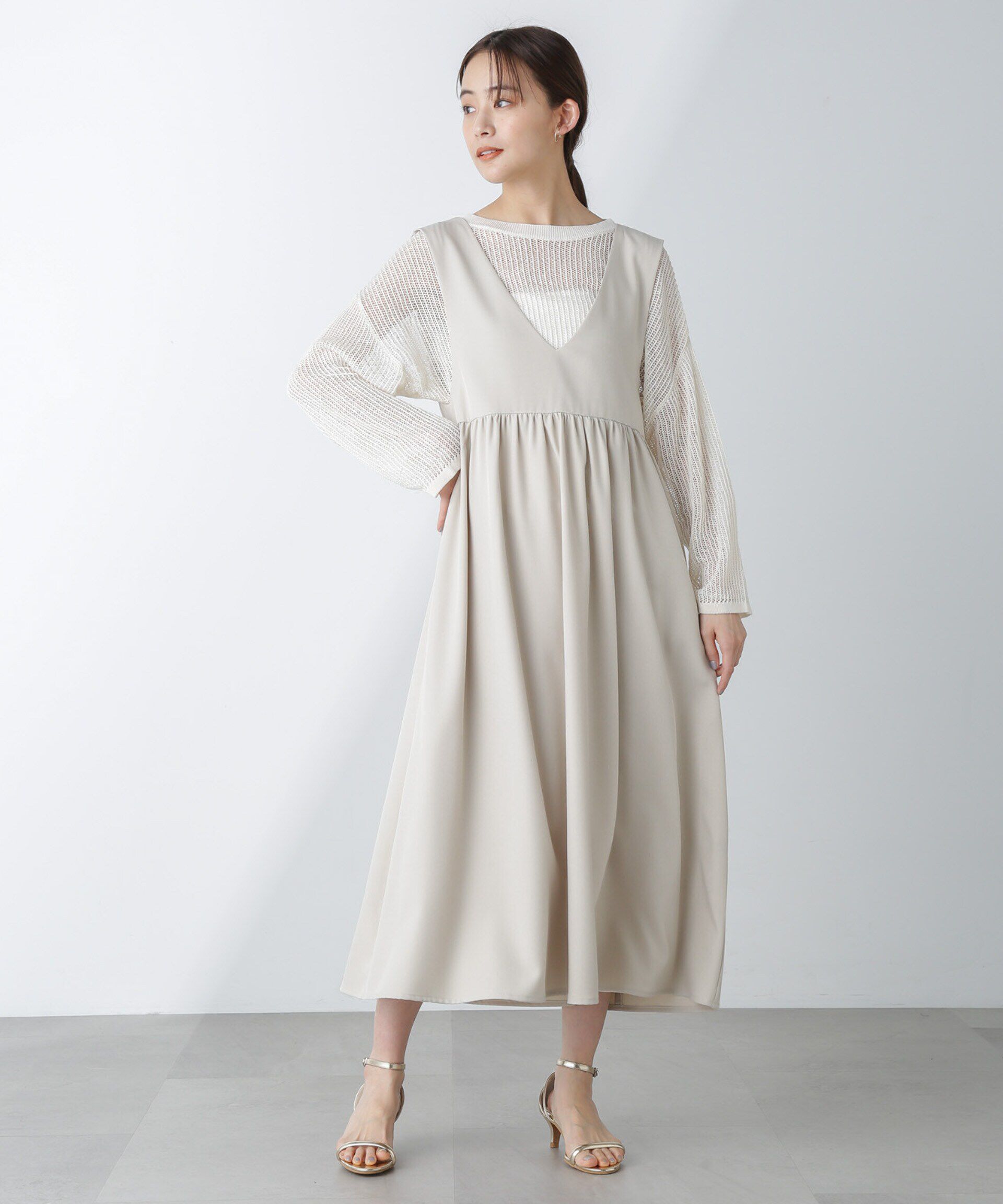 nano･universe「前後2wayギャザー切り替えワンピース」|ワンピース|