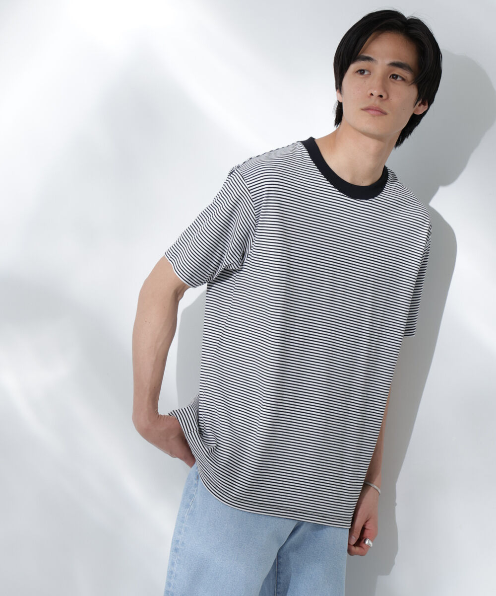 nano･universe「Anti Soaked(R)  汗染み防止 ボーダーミドルシルエットTシャツ」|Tシャツ・カットソー|