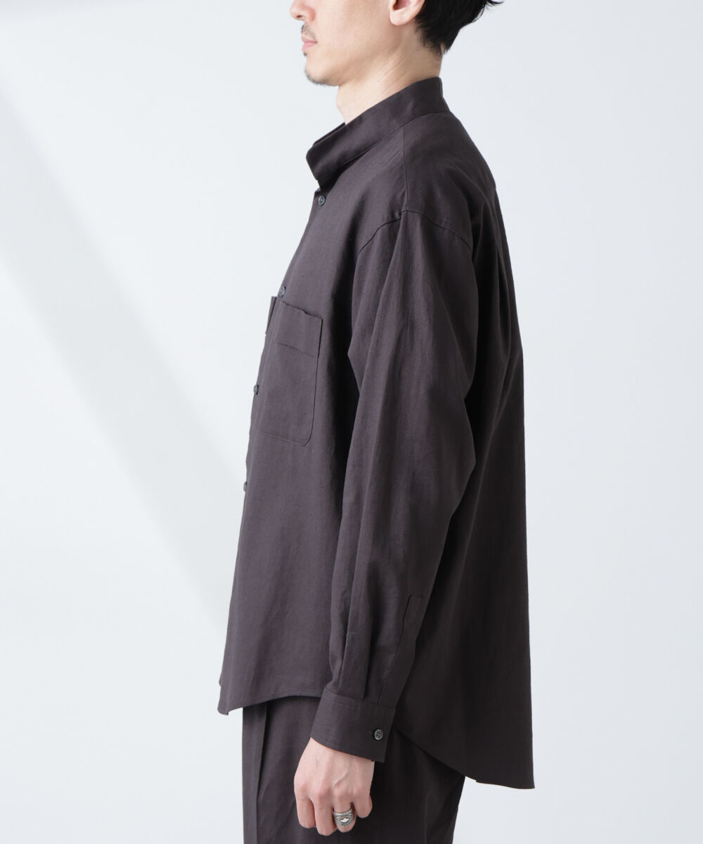 nano･universe「「BELGIUM LINEN FABRICS」リネンコットンスタンドカラーシャツ」|シャツ・ブラウス|