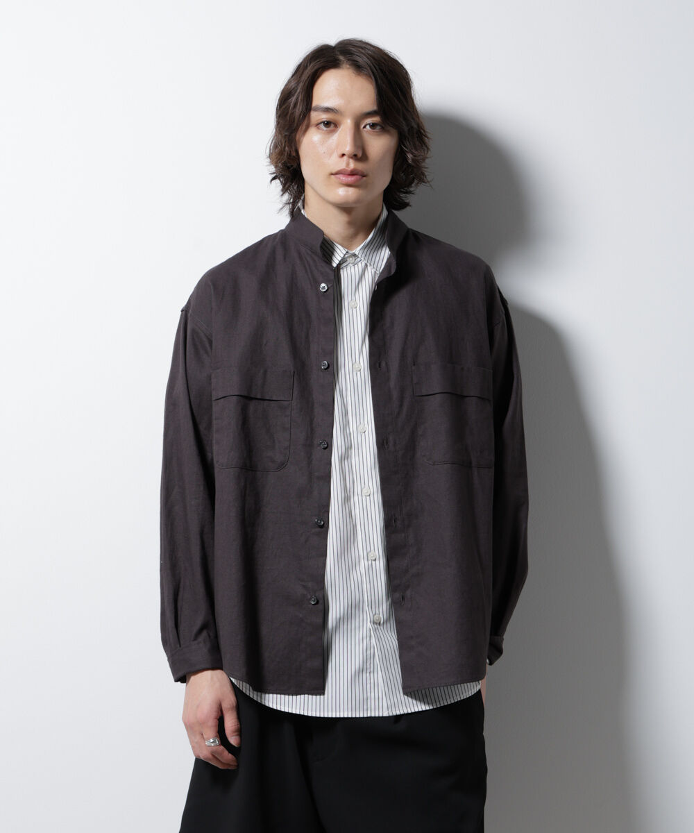 nano･universe「「BELGIUM LINEN FABRICS」リネンコットンスタンドカラーシャツ」|シャツ・ブラウス|