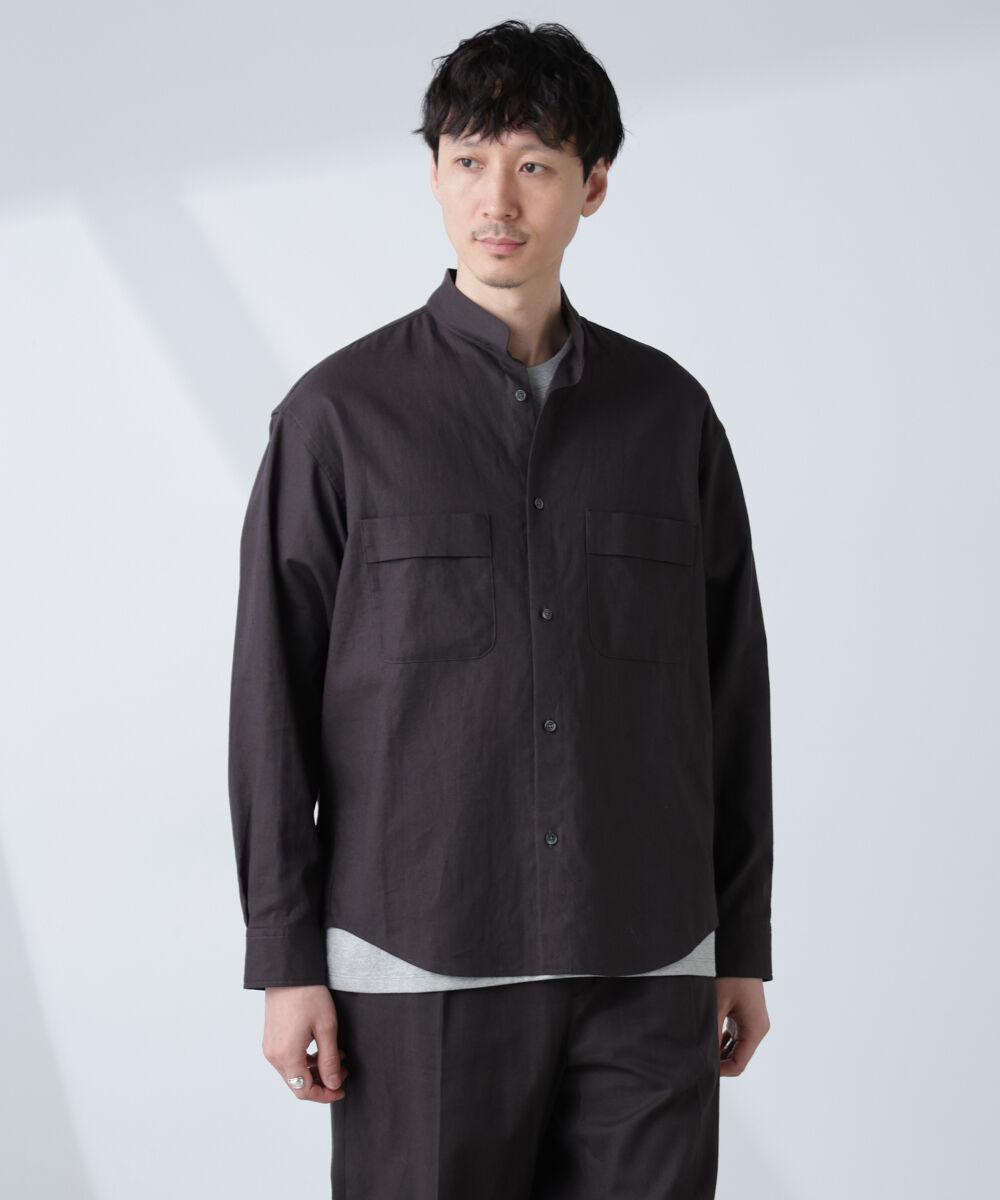 nano･universe「「BELGIUM LINEN FABRICS」リネンコットンスタンドカラーシャツ」|シャツ・ブラウス|