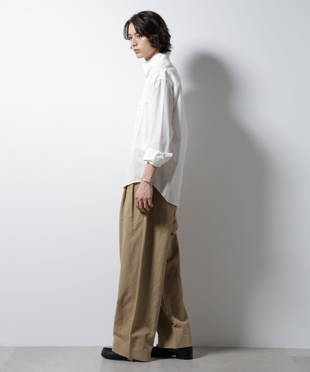 nano･universe「「BELGIUM LINEN FABRICS」リネンコットンスタンドカラーシャツ」|シャツ・ブラウス|