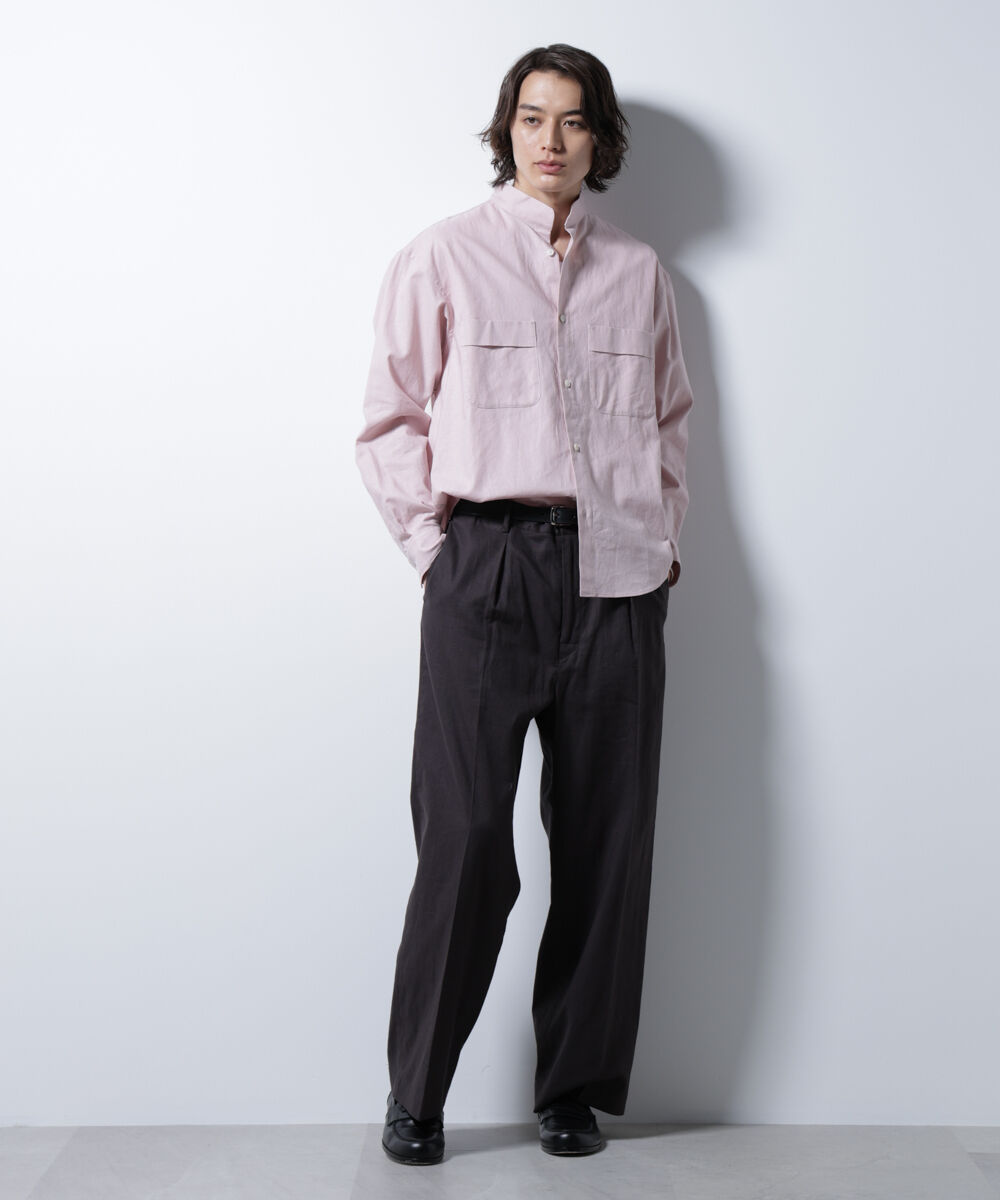 nano･universe「「BELGIUM LINEN FABRICS」リネンコットンスタンドカラーシャツ」|シャツ・ブラウス|