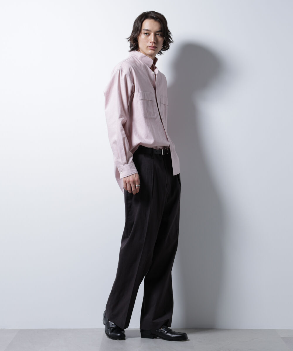 nano･universe「「BELGIUM LINEN FABRICS」リネンコットンスタンドカラーシャツ」|シャツ・ブラウス|