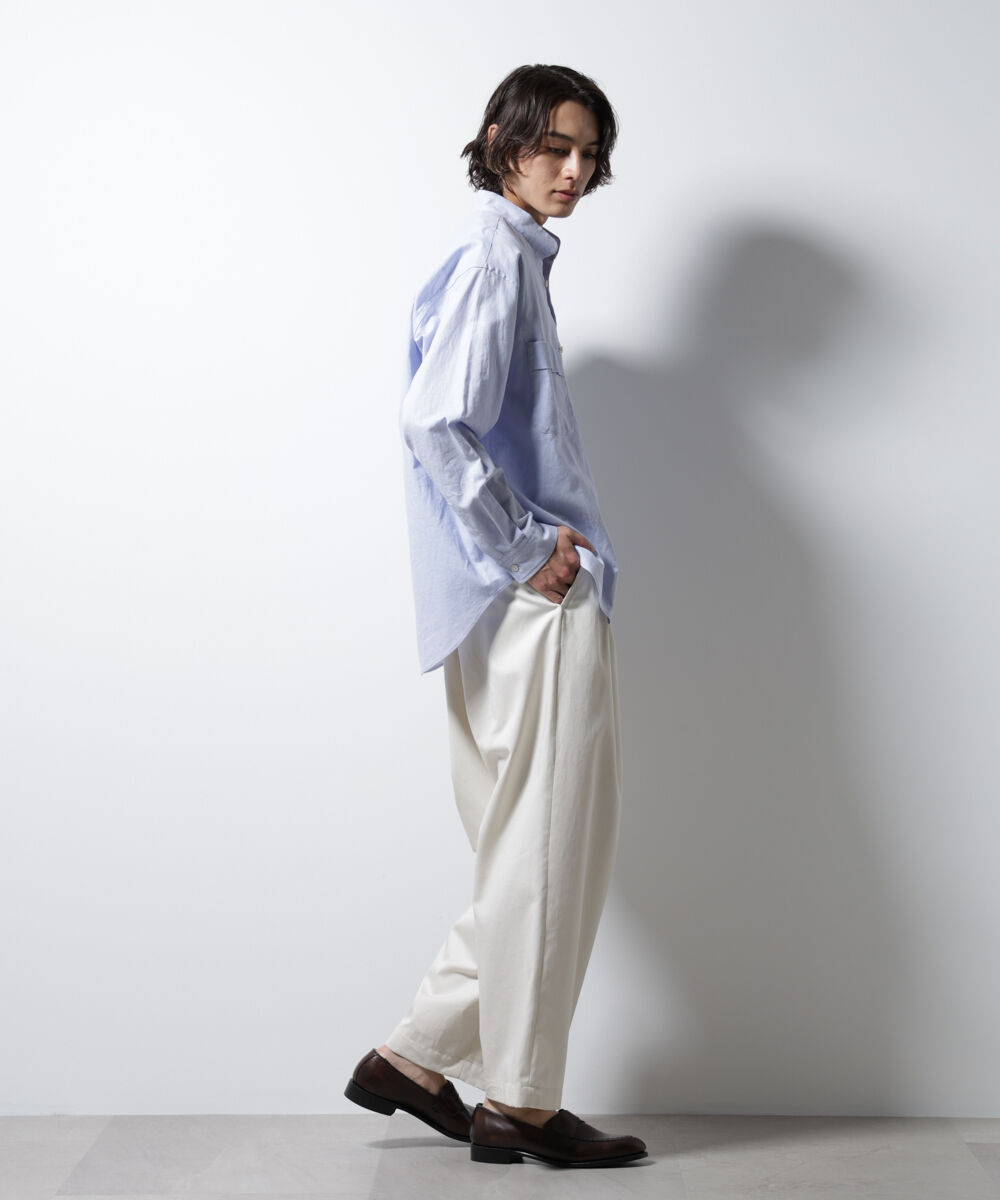 nano･universe「「BELGIUM LINEN FABRICS」リネンコットンスタンドカラーシャツ」|シャツ・ブラウス|