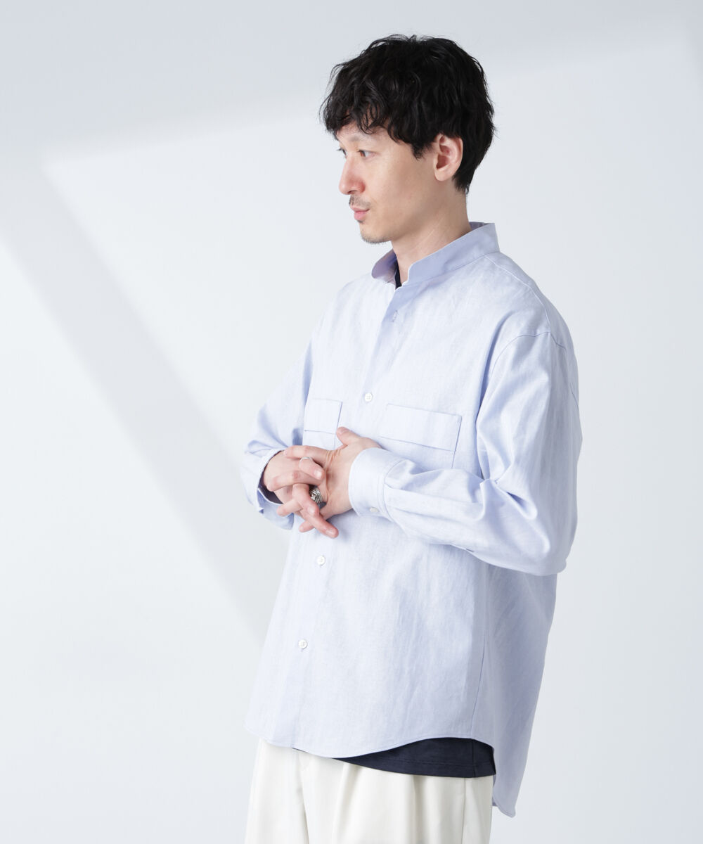 nano･universe「「BELGIUM LINEN FABRICS」リネンコットンスタンドカラーシャツ」|シャツ・ブラウス|