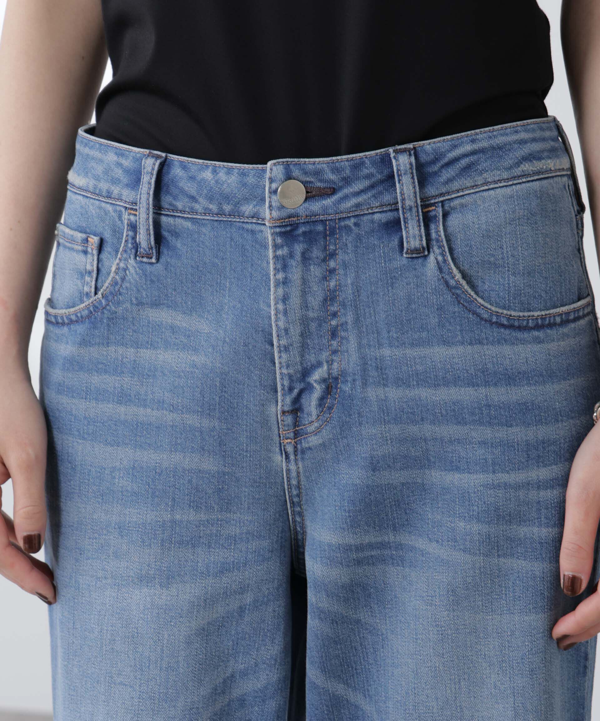 nano･universe「Healthy DENIM/別注 Pink Pepper Midrise ワイドデニム」|チノ|