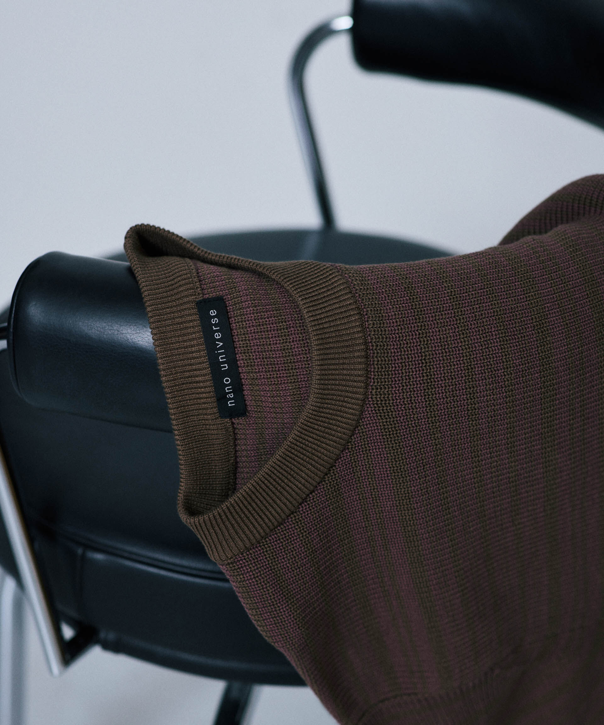 nano･universe「マーセライズコットン 畦ボーダークルーネックニット」|ニット・セーター|