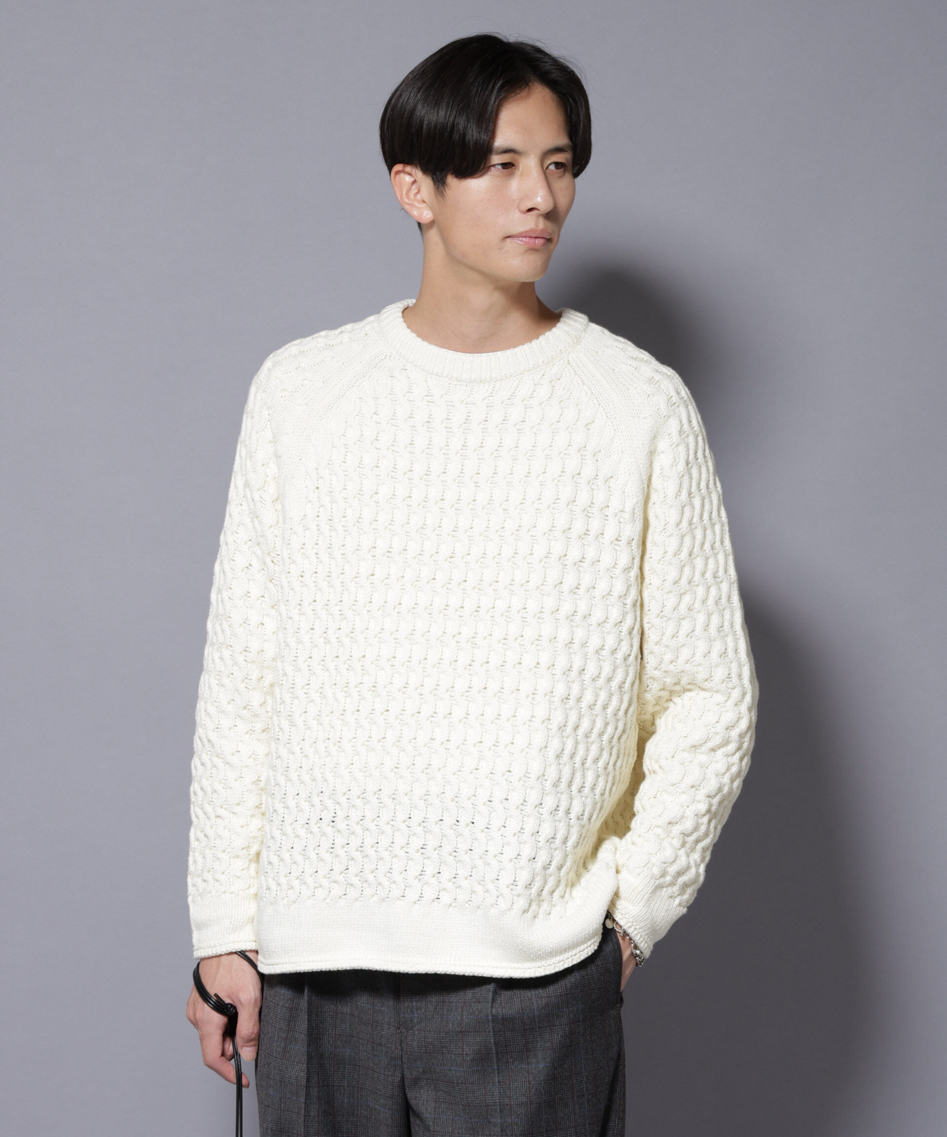 nano･universe「ヴァーグケーブルラグランニット」|ニット・セーター|