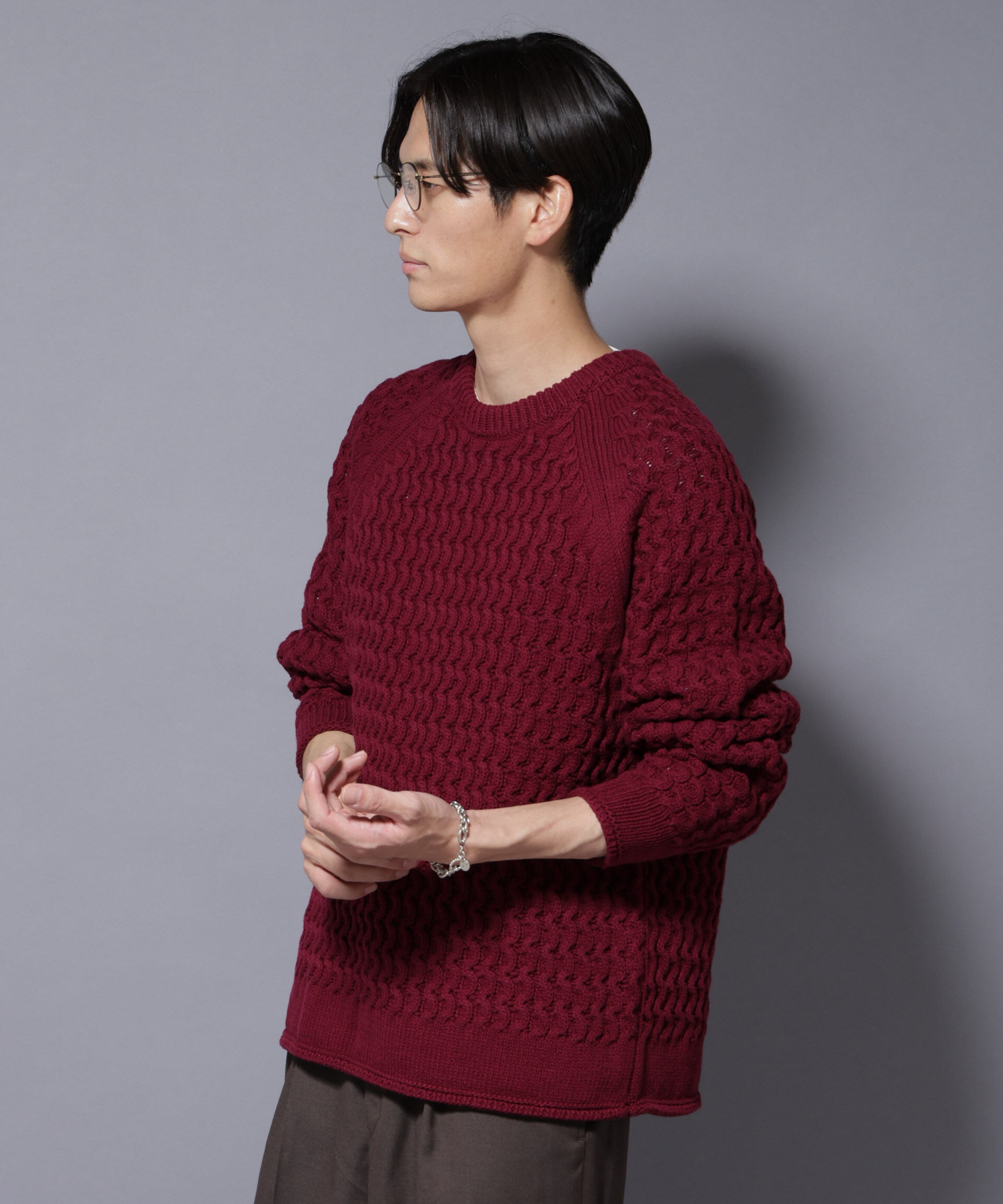 nano･universe「ヴァーグケーブルラグランニット」|ニット・セーター|