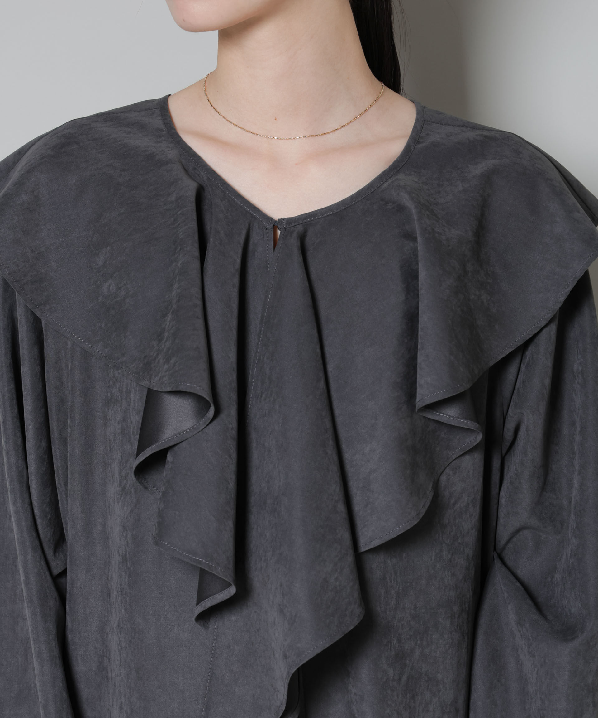 nano･universe「取り外し可能ラッフルカラー付きピーチフレアワンピース」|ワンピース|