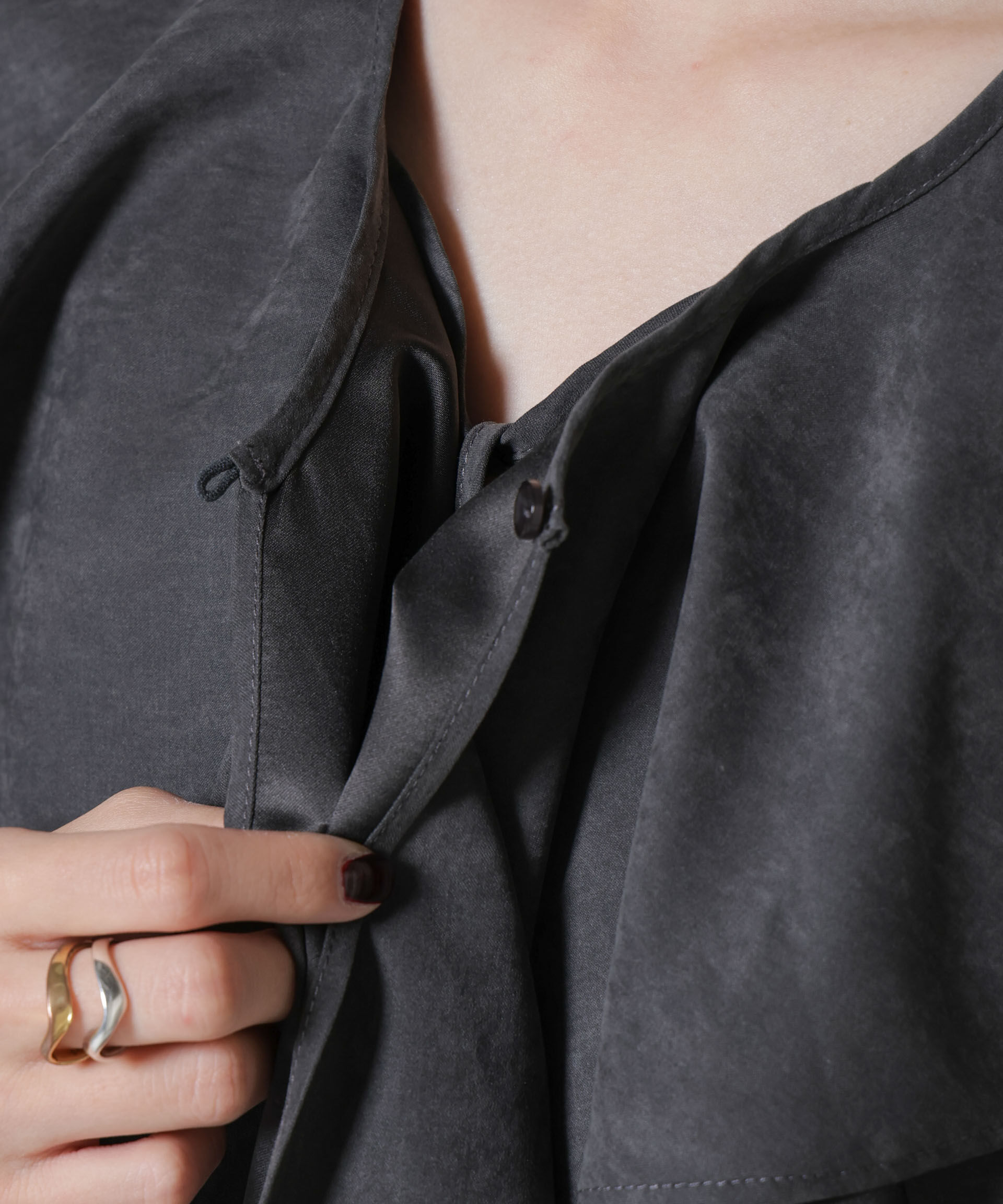 nano･universe「取り外し可能ラッフルカラー付きピーチフレアワンピース」|ワンピース|