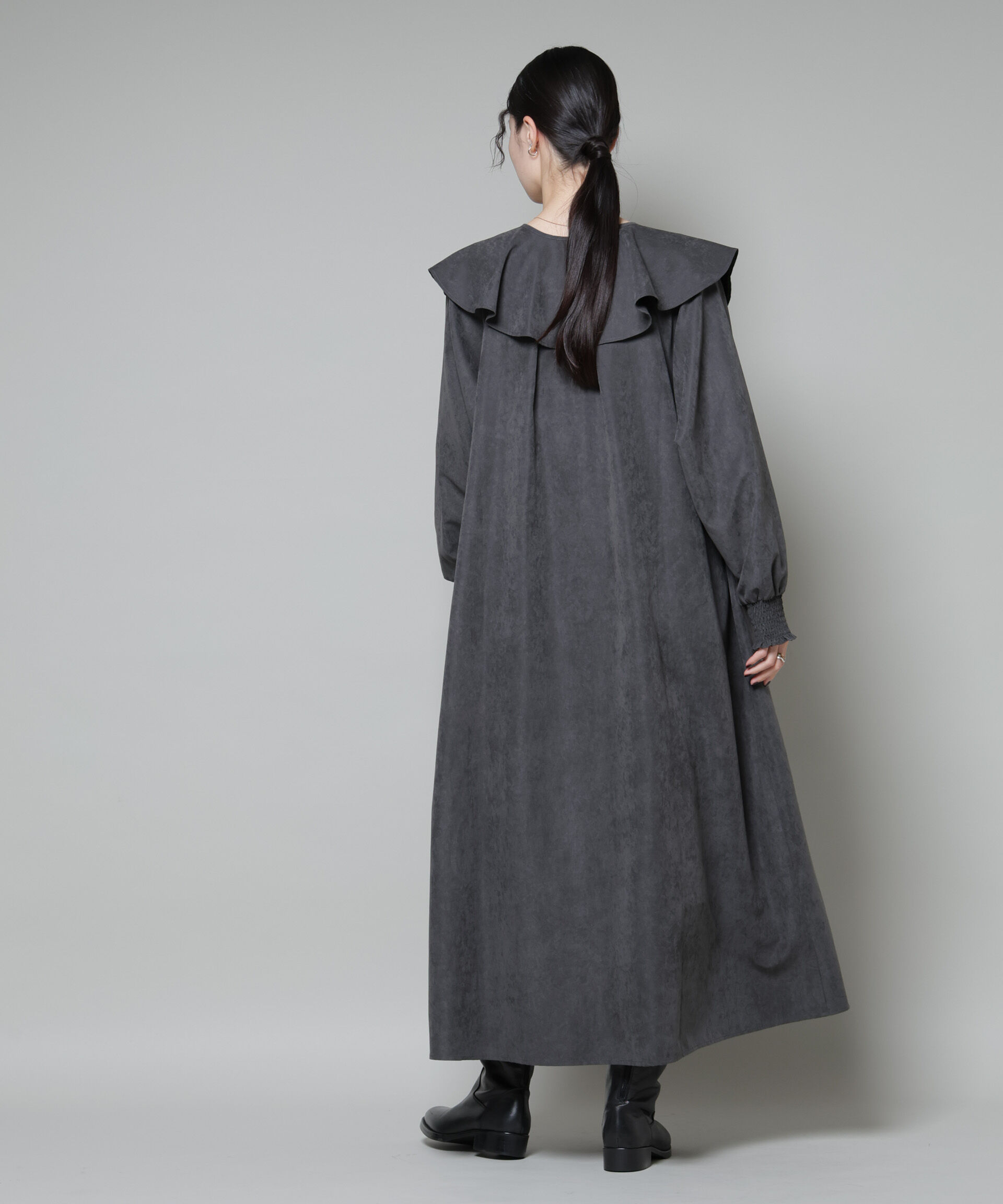 nano･universe「取り外し可能ラッフルカラー付きピーチフレアワンピース」|ワンピース|