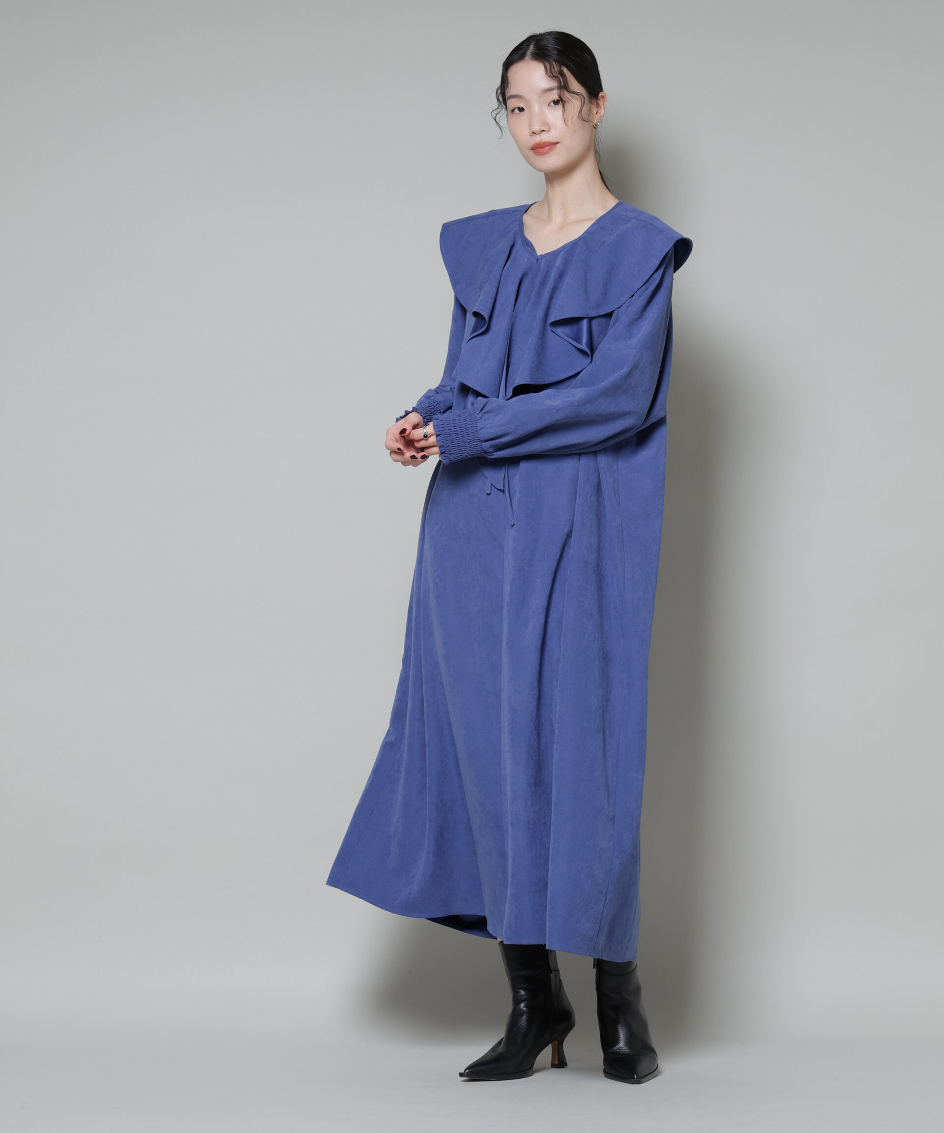 nano･universe「取り外し可能ラッフルカラー付きピーチフレアワンピース」|ワンピース|