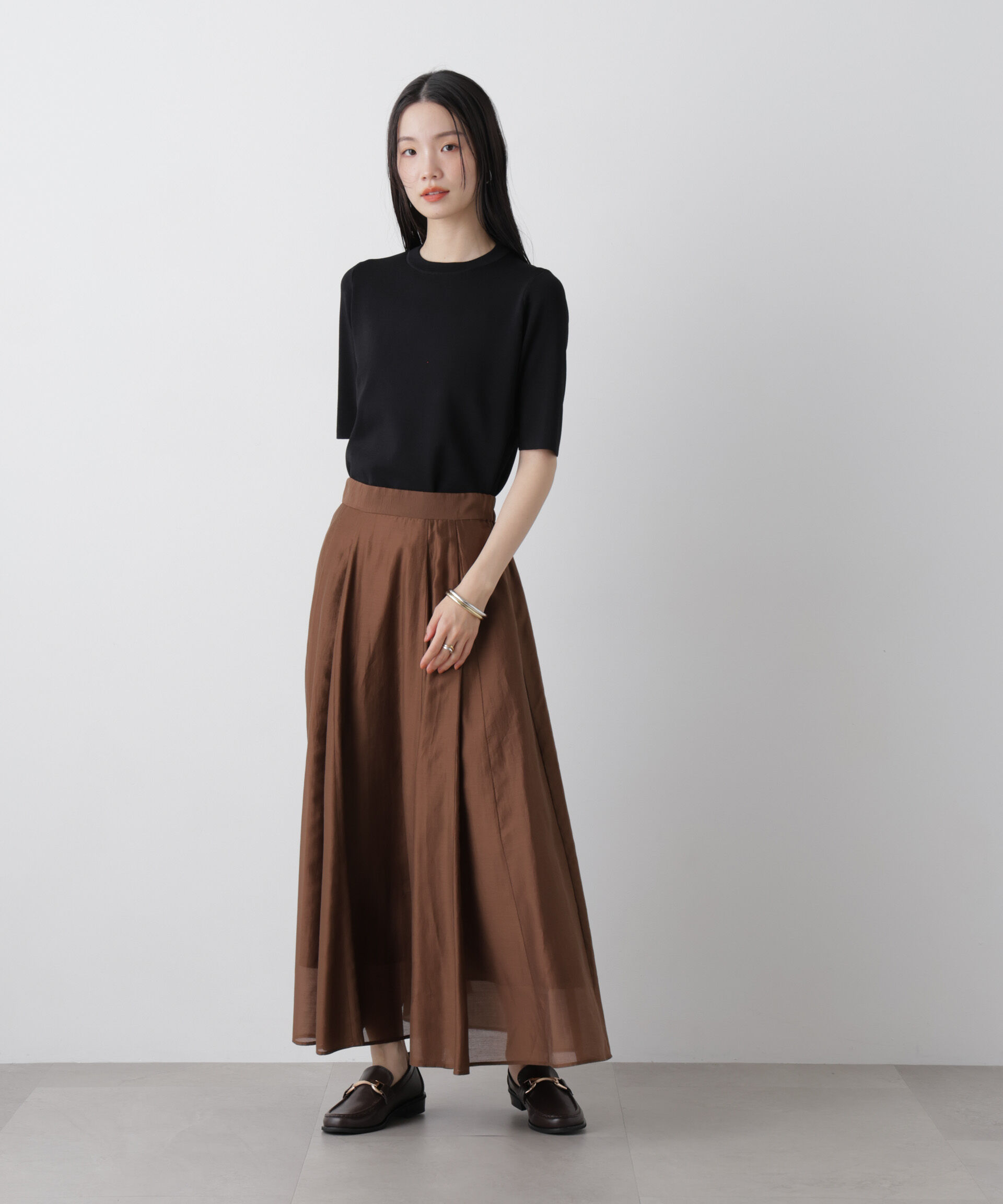 nano･universe「洗濯機洗い可UVカット接触冷感半袖ニット」|ニット・セーター|