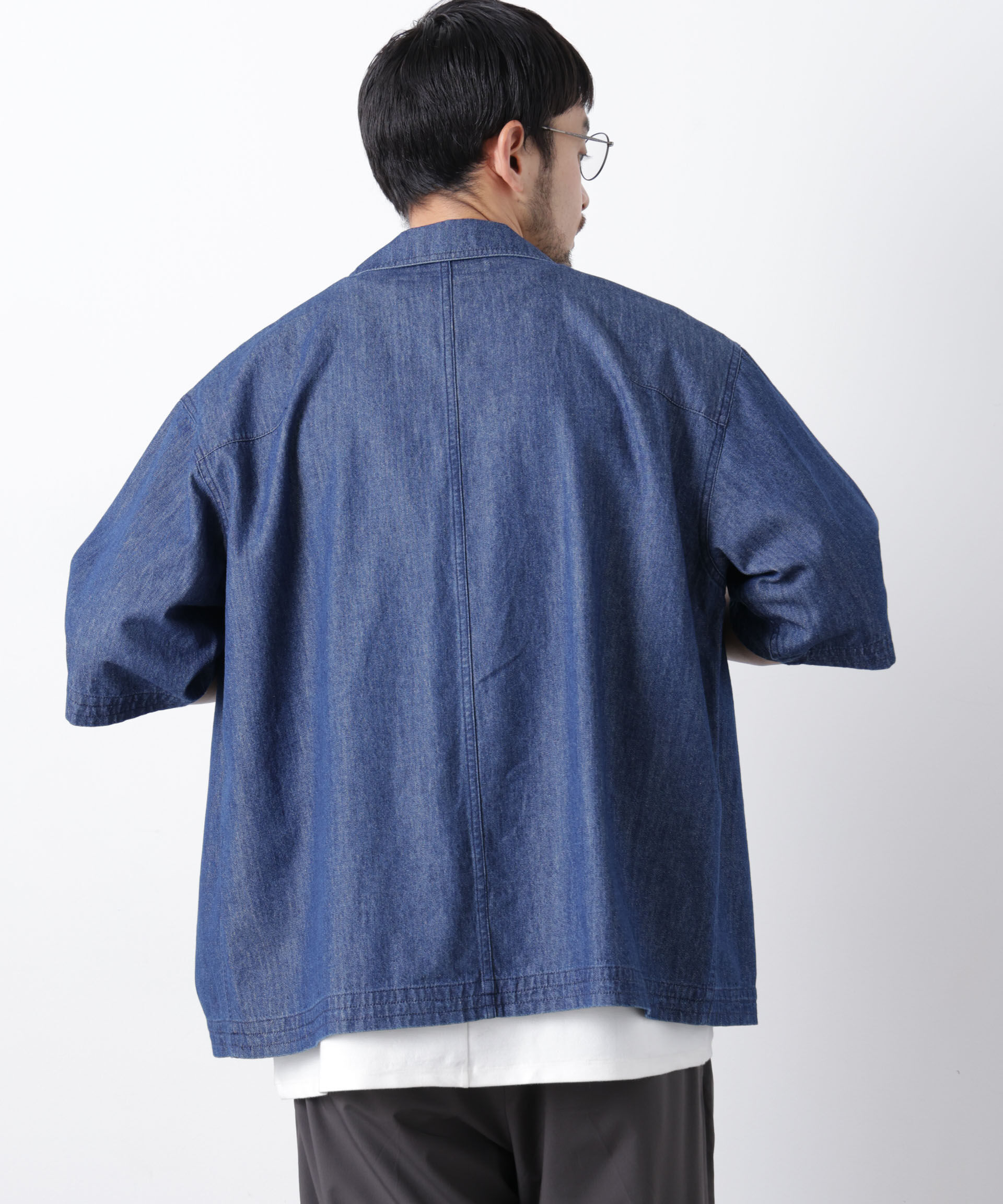 nano･universe「「OtoNANO」 デニムシャツ 半袖」|シャツ・ブラウス|