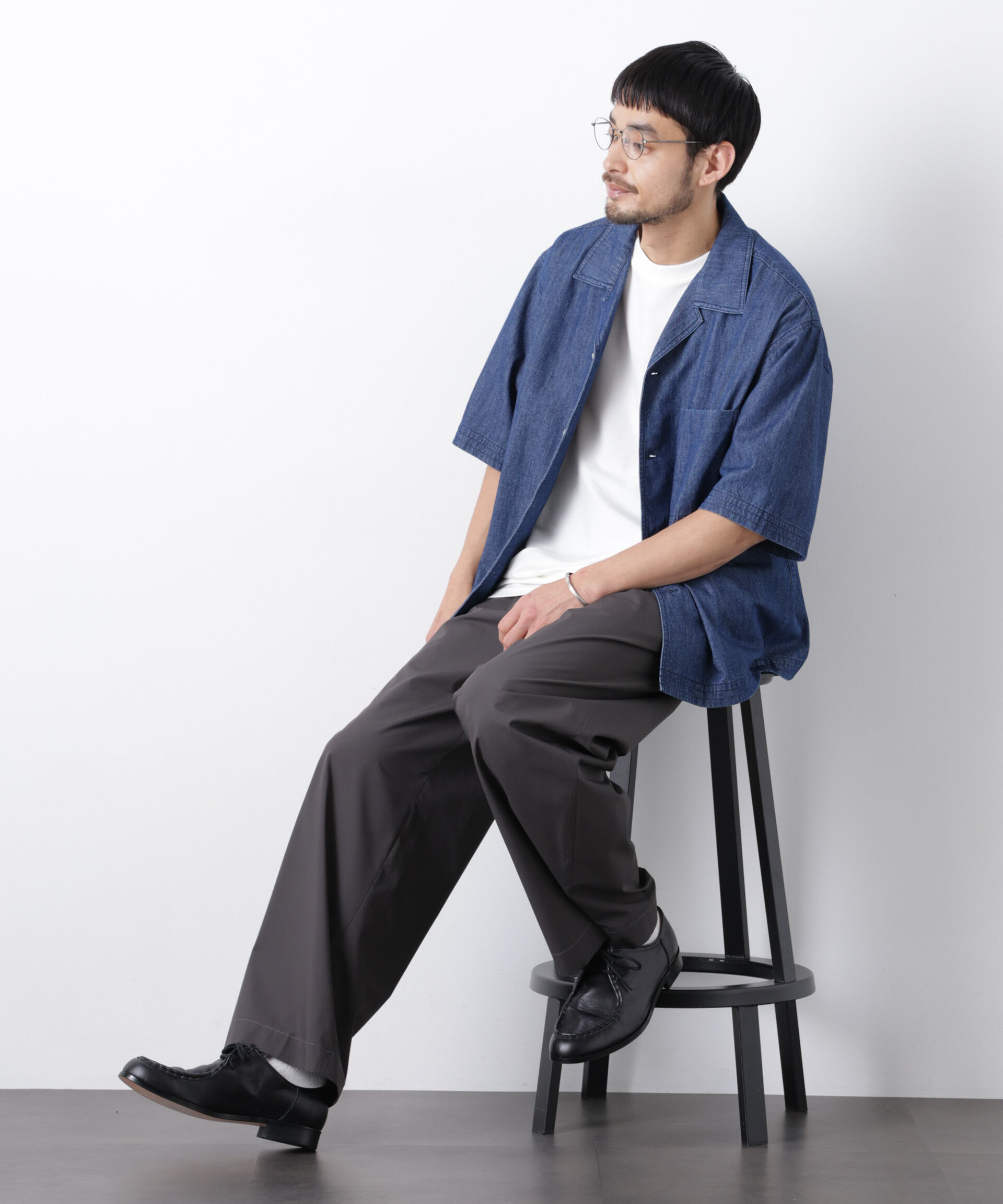 nano･universe「「OtoNANO」 デニムシャツ 半袖」|シャツ・ブラウス|