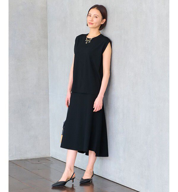 自由区「【洗える・XSサイズあり】クレープストレッチニット スカート」|スカート|