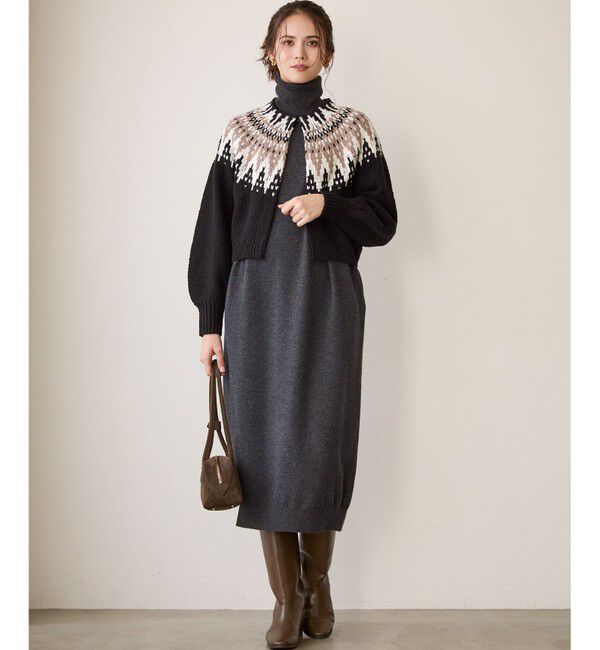 23区「【洗える】カシミヤブレンド タートルネック ニットワンピース」|ワンピース|