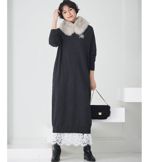 23区「【洗える】カシミヤブレンド タートルネック ニットワンピース」|ワンピース|