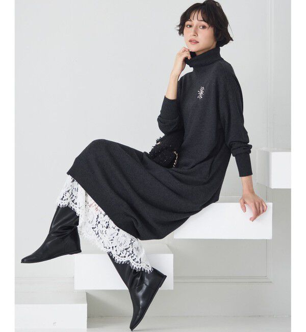 23区「【洗える】カシミヤブレンド タートルネック ニットワンピース」|ワンピース|