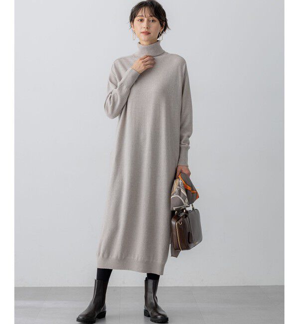 23区「【洗える】カシミヤブレンド タートルネック ニットワンピース」|ワンピース|