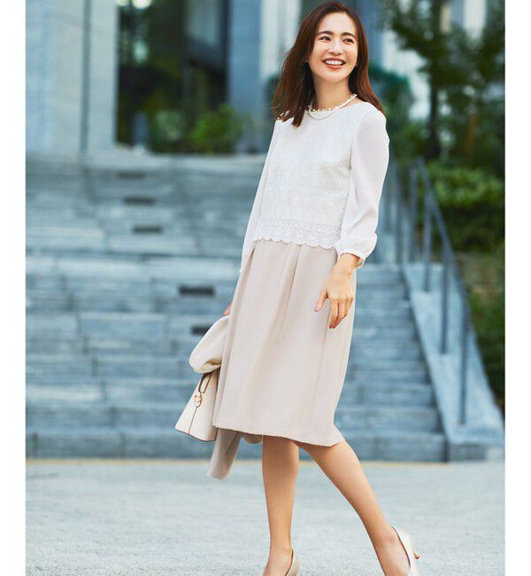 ANY SIS「【洗える】レースコンビバックサテン ワンピース」|ワンピース|