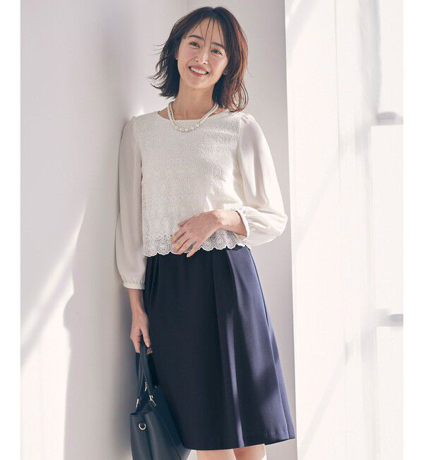 ANY SIS「【洗える】レースコンビバックサテン ワンピース」|ワンピース|