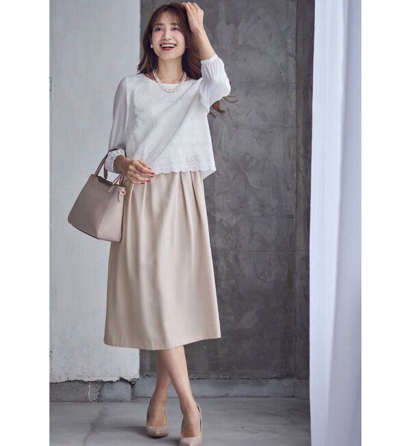 any SiS「【洗える】レースコンビバックサテン ワンピース」|ワンピース|