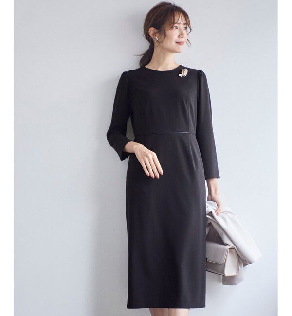 any SiS「【洗える】セレモニーダブルクロス ワンピース」|ワンピース|ブラック