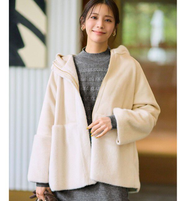 ANY SIS「Luxuryフェイクムートン コート」|その他|アイボリー