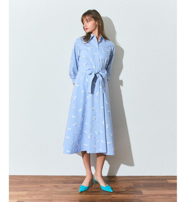 Grace Class「ヒールプリントシャツドレス」|ワンピース|ブルー