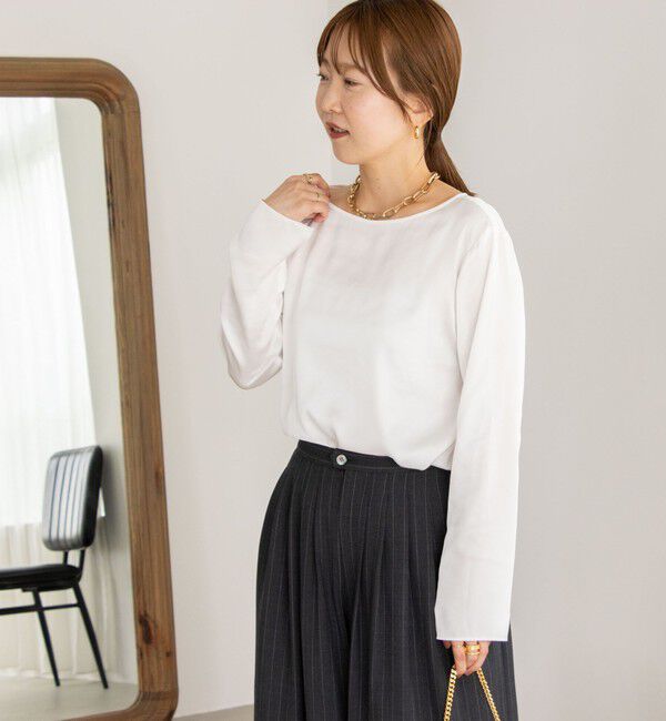 NOLLEY'S「◇【WEB限定】ウォッシャブルリラックスサテン長袖Ｔブラウス」|シャツ・ブラウス|