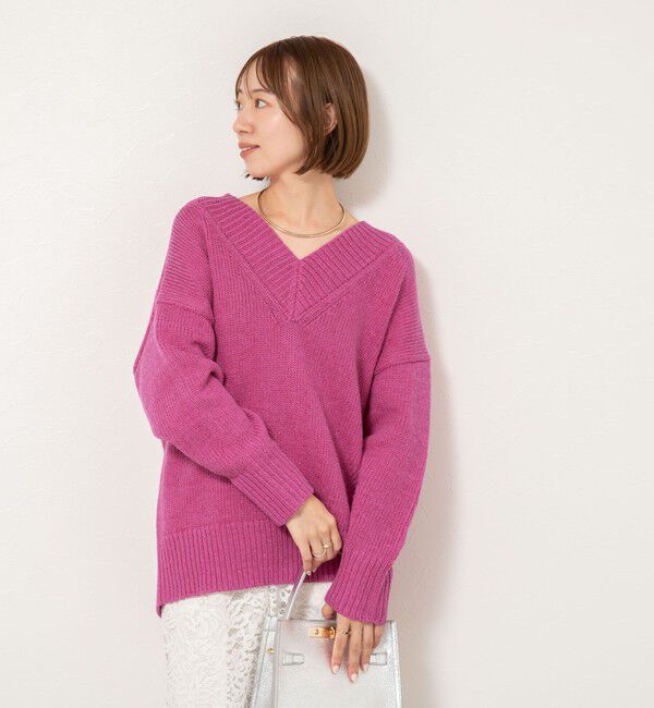 NOLLEY'S sophi「ブライト紡毛Vネックプルオーバー」|ニット・セーター|