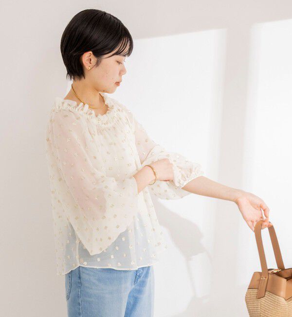 NOLLEY'S sophi「《セットアップ対応》ラメカットジャガードオフショルブラウス」|シャツ・ブラウス|
