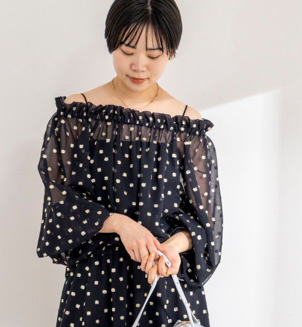 NOLLEY'S sophi「《セットアップ対応》ラメカットジャガードオフショルブラウス」|シャツ・ブラウス|