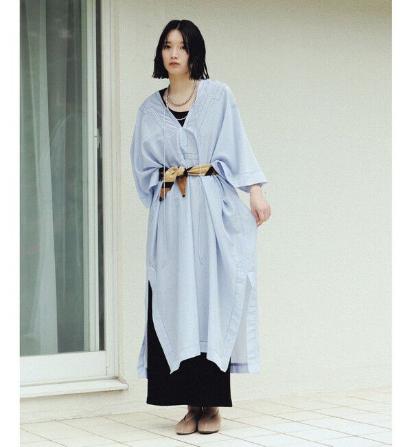 SALON adam et rope'「コットンシルクフードカフタンワンピース」|ワンピース|サックス(48)