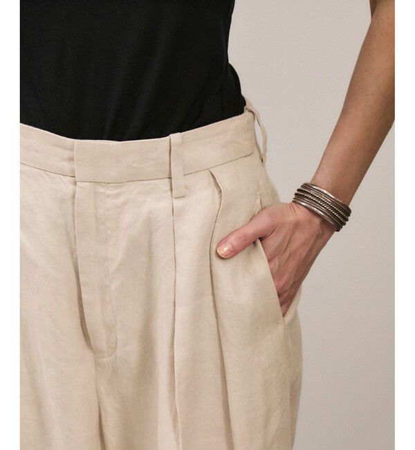 SALON adam et rope'「リネンツイルタックパンツ」|スラックス|