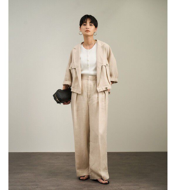 SALON adam et rope'「リネンツイルタックパンツ」|スラックス|