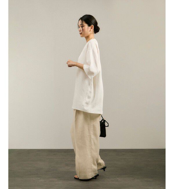 SALON adam et rope'「リネンツイルタックパンツ」|スラックス|