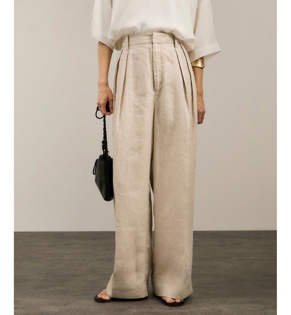 SALON adam et rope'「リネンツイルタックパンツ」|スラックス|ベージュ(27)