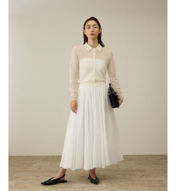 ROPE「透かし編み ニット ポロカーディガン」|カーディガン|