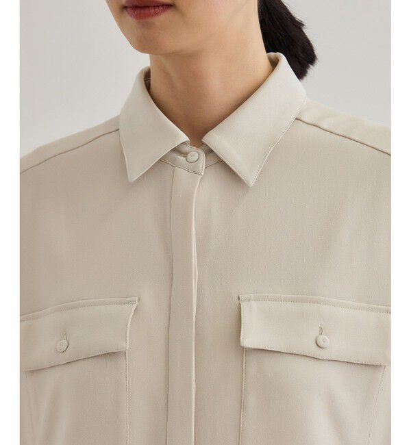 ROPE「【洗える・カセット服】バックサテン ドルマンブラウス/お仕事・通勤・セットアップ対応」|シャツ・ブラウス|