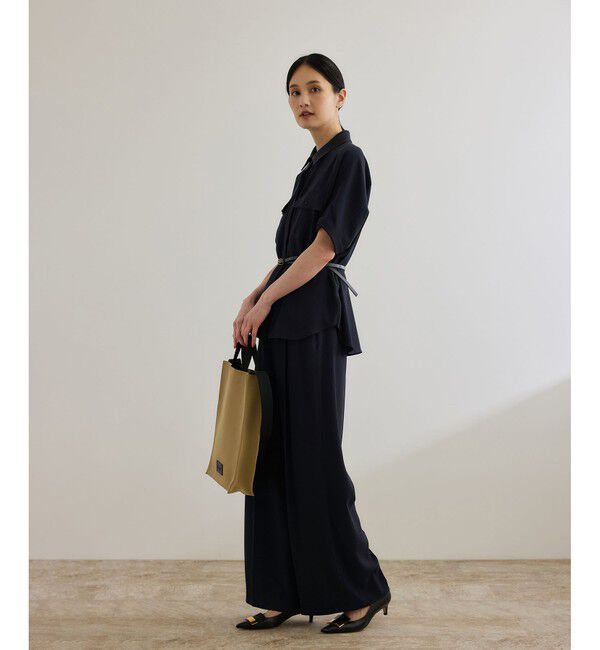 ROPE「【洗える・カセット服】バックサテン ドルマンブラウス/お仕事・通勤・セットアップ対応」|シャツ・ブラウス|