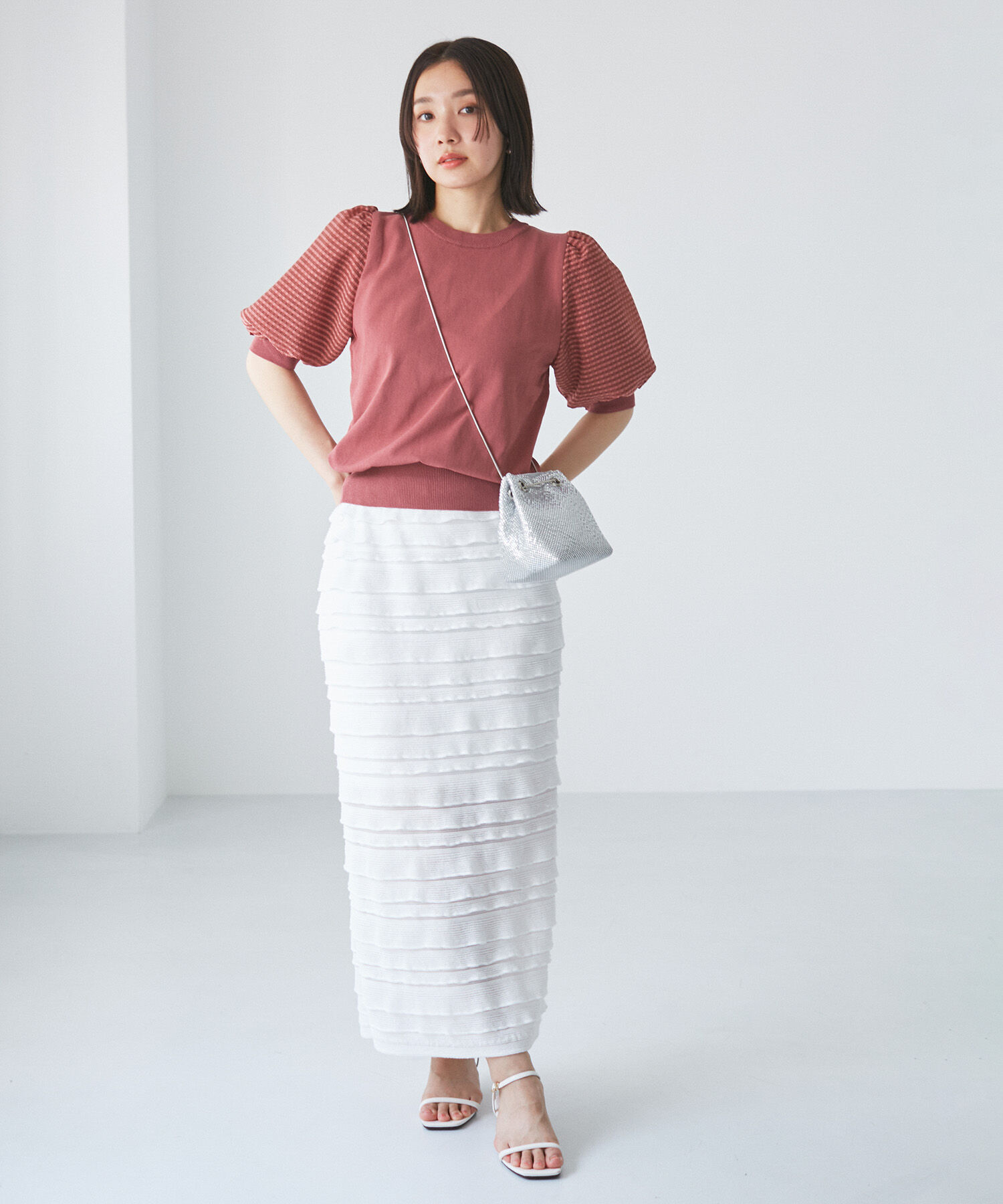 VIS「【夏トップス総選挙/お気に入り登録No.1】袖シアードッキングニット」|ニット・セーター|