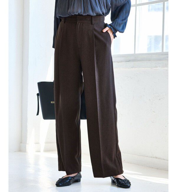 VIS「【美easy】ウーリッシュワンタックワイドパンツ【セットアップ対応/洗える】」|スラックス|