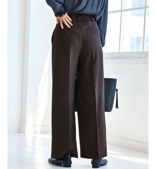 VIS「【美easy】ウーリッシュワンタックワイドパンツ【セットアップ対応/洗える】」|スラックス|