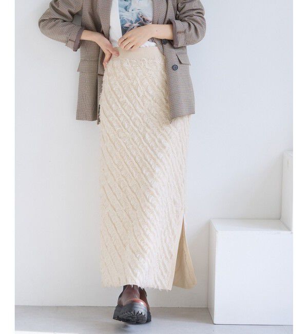 VIS「フリンジニットナロースカート」|スカート|